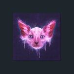 Toile Pop Art Lykoi Werewolf Chat<br><div class="desc">Une peinture numérique texturale d'une tête de chat Lykoi avec des rayures,  des éclaboussures,  et goutte sur un arrière - plan texturé rugueux.</div>