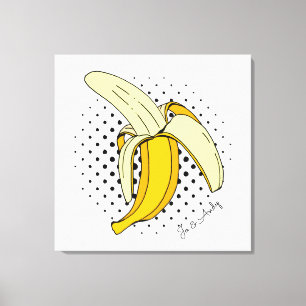 Toile Pop art Pelure de banane sur des points en demi-te