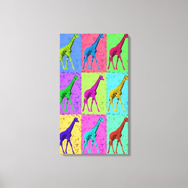 Toile Pop Art Popart Walking Giraffe multicolore (Recto)