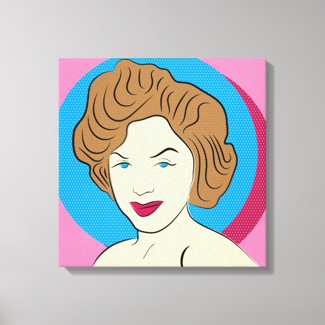 TOILE POP ART RETRO WOMAN STRETCHÉ CANVAS ART IMPRIMER (Recto)
