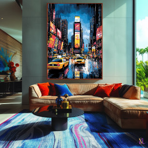 Toile Pop Art Times Square avec taxis jaunes