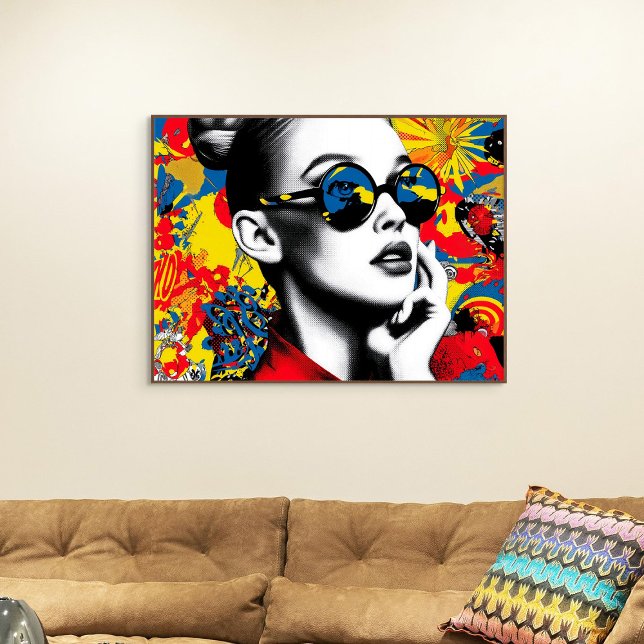 Toile Pop art woman with sunglasses (Créateur téléchargé)
