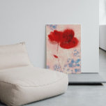 Toile Poppies d'aquarelle Abstraite de Bourgogne<br><div class="desc">Les oeuvres d'art originales et glamour sont abstraites d'or rose et de texture leopard bleu chic et de belles toiles de peinture florale aquarelle de coquelicots.</div>