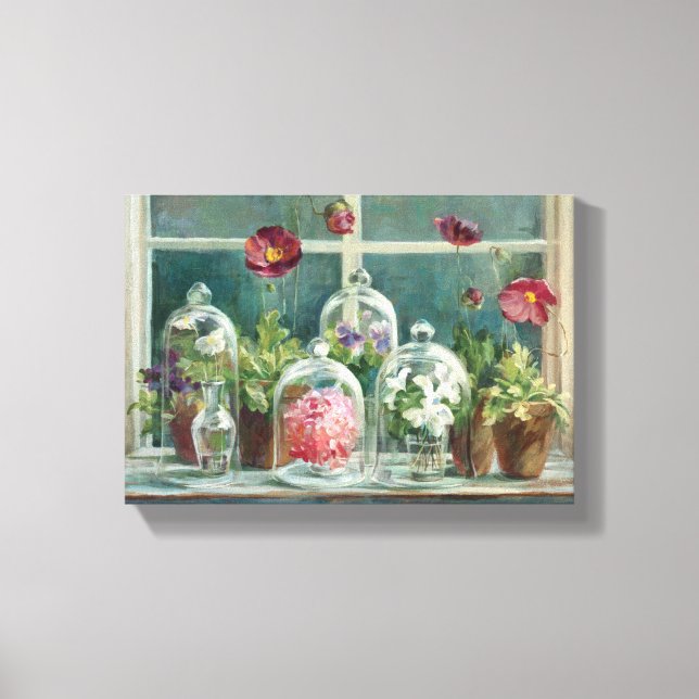 Toile Poppies violettes sur un rebord de fenêtre (Recto)