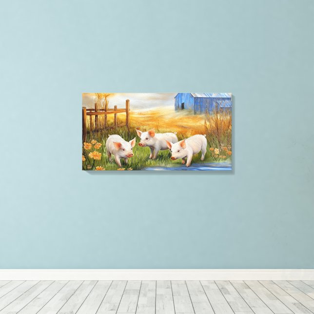 Toile Porcelets sur la ferme (Insitu (Plancher de Bois))