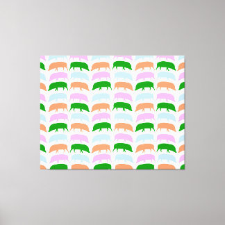 Toile Porcs multicolores rose bleu bleu vert orange toil