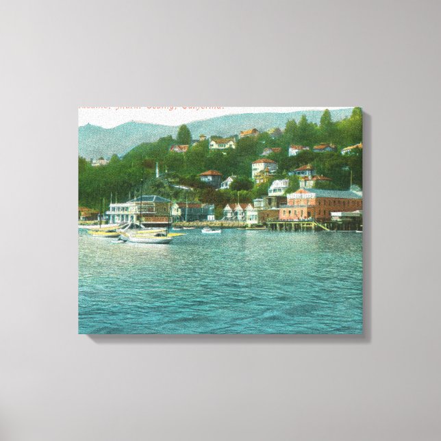 Toile Port avec yachts et bateaux à voile (Recto)