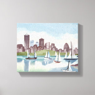 Toile Port de Boston Boston Massachusetts Aquarelle