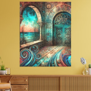 Toile Portail Mystique avec Portes Ornementées et Vue su