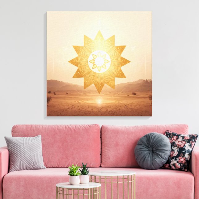 Toile Portail Solaire Cosmique Boho | Mandala Doré (Insitu(Salon))