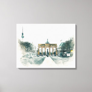 Toile Porte de Brandebourg Berlin aquarelle peinture