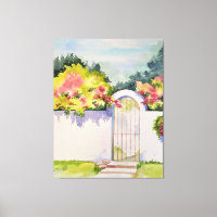 Porte de jardin arquée aquarelle