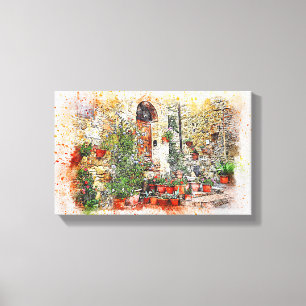 Toile Porte de la fenêtre de la porte fleurie du Jardin