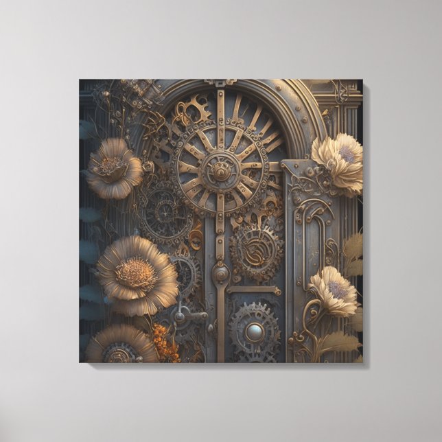 Toile Porte en vapeur avec fleurs (Recto)