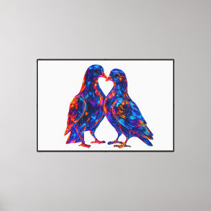 Toile Portes en verre coloré - Oiseau néon