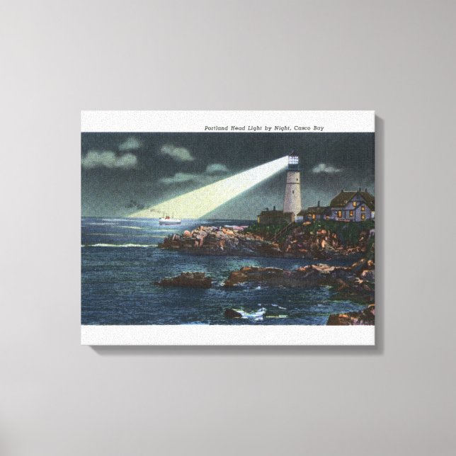 Toile Portland Head Lighthouse à la nuit (Recto)
