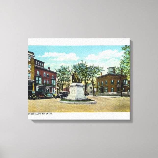 Toile Portland, Maine Longfellow Monument et Carré (Recto)