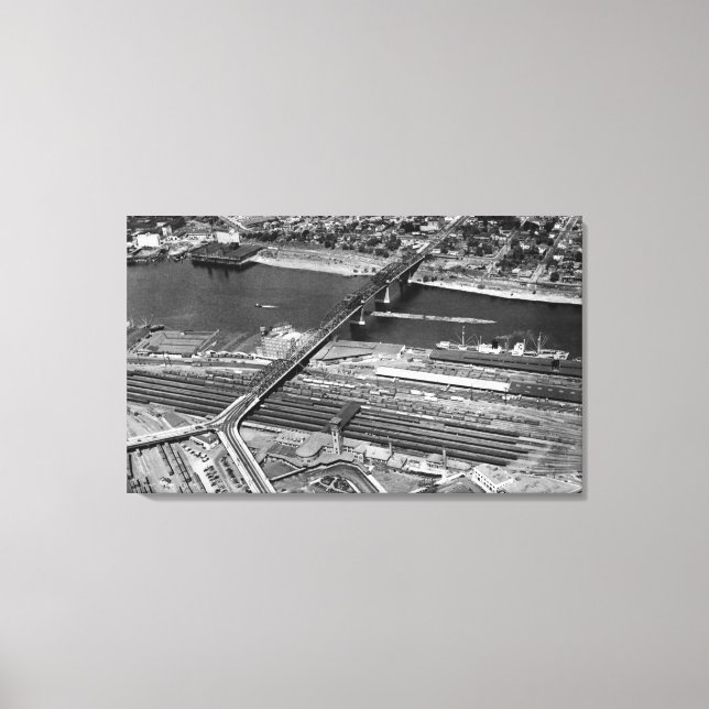 Toile Portland, OR Broadway Bridge et Depot (Recto)