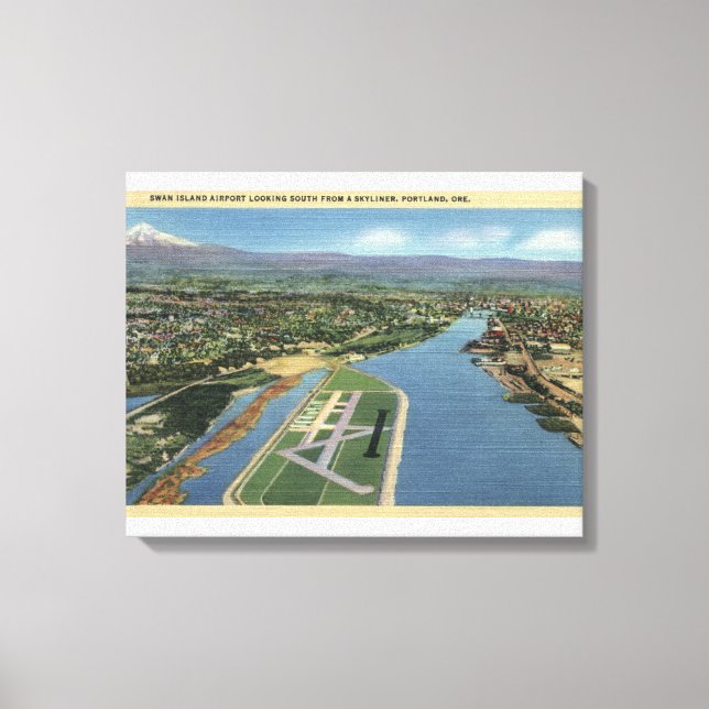 Toile Portland, Oregon - Swan Island Airport Regard (Recto)
