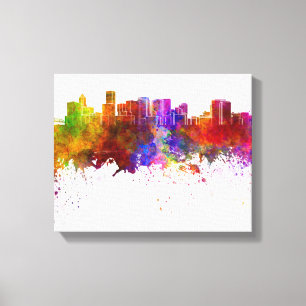 Toile Portland skyline in background watercolor