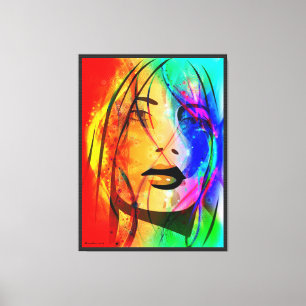 Toile Portrait Abstrait couleur numérique perdue fille