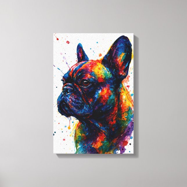 Toile Portrait Abstrait de Bouledogue Français – Style S (Recto)
