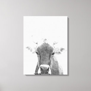 Toile Portrait animal de vache noir et blanc