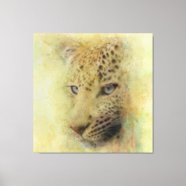 Toile  Portrait aquarelle de léopard africain  (Recto)