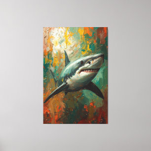 Toile Portrait artistique de requin Vibrant peinture à l