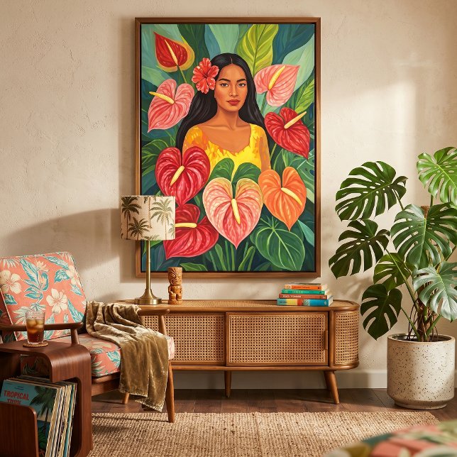 Toile Portrait botanique d'Anthurium tropical Wahine (Créateur téléchargé)