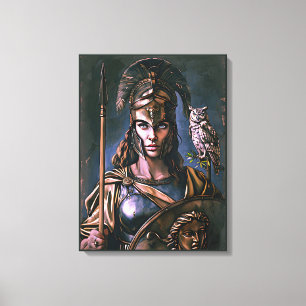 Toile Portrait coloré "Athéna’s Fierce Loyalty"