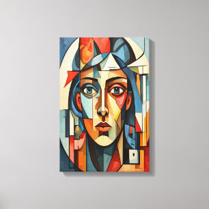 Toile Portrait Cubiste moderne Peinture murale géométriq
