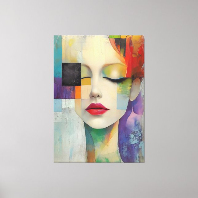 Toile Portrait dans le surréalisme des blocs de couleurs (Recto)