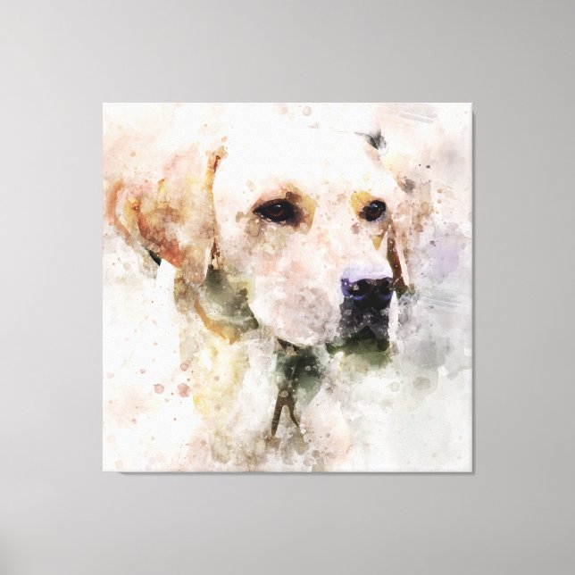 Toile Portrait d'aquarelle de chien de Labrador Retrieve (Recto)