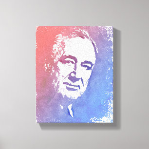 Toile Portrait d'art pop de FDR en rouge et bleu