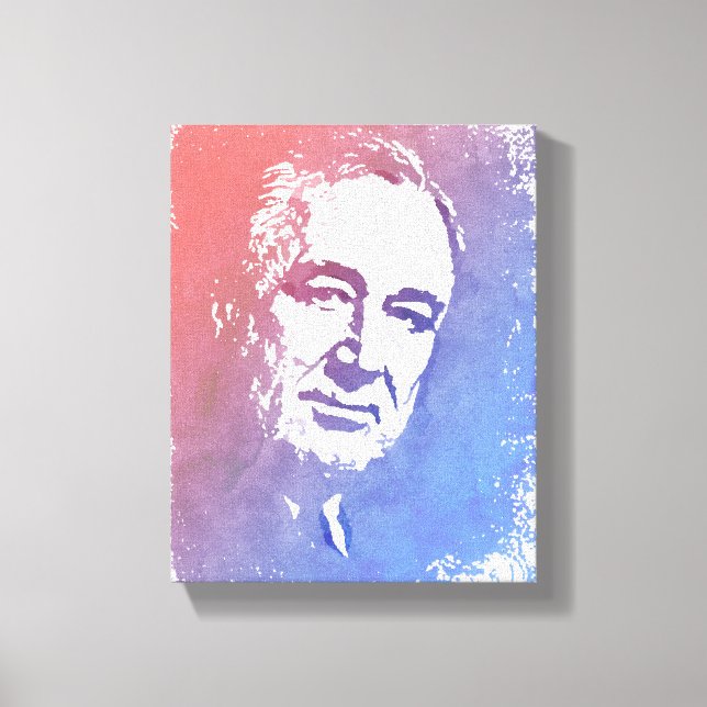 Toile Portrait d'art pop de FDR en rouge et bleu (Recto)