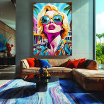 Toile Portrait d'art pop gras d'une femme glamour<br><div class="desc">Apportez de l'énergie vibrante et du charme rétro à votre espace avec ce portrait pop art audacieux d'une femme glamour dans un environnement tropical. Avec ses couleurs saisissantes, ses lunettes de soleil rétro et son esthétique branchée, cette oeuvre d'art conviendra aux amateurs de pop art, de mode et de déco...</div>