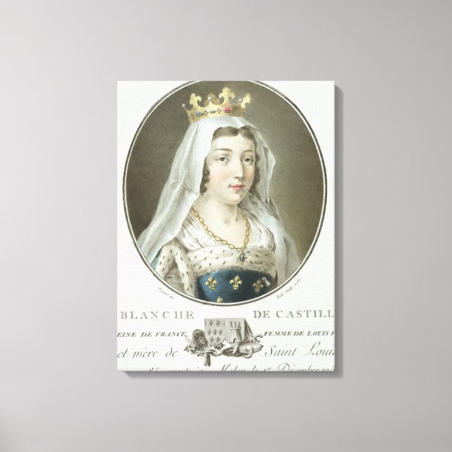 Toile Portrait de Blanche de Castille (1185-1252) engrav (Recto)
