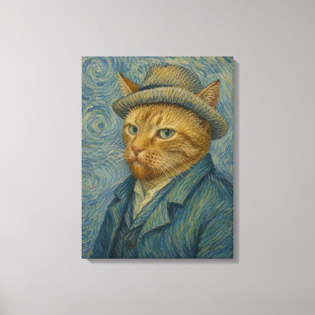 Toile Portrait de chat autoportrait de Van Gogh Parodie  (Recto)