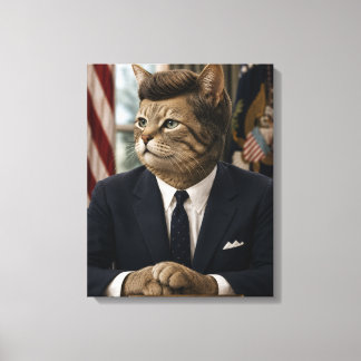 Toile Portrait de chat JFK | Art de chat présidentiel dr