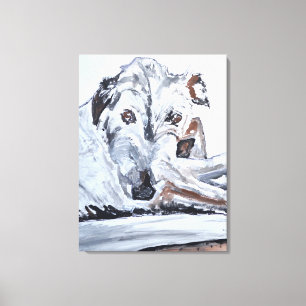 Toile Portrait de chien blanc au repos