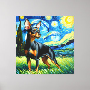 Toile Portrait de chien Starry Miniature