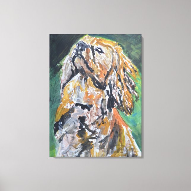 Toile Portrait de Cocker Spaniel Doré (Recto)