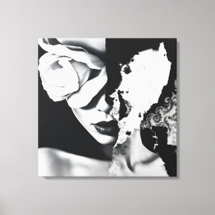Toile Portrait de collection surréaliste noir et blanc