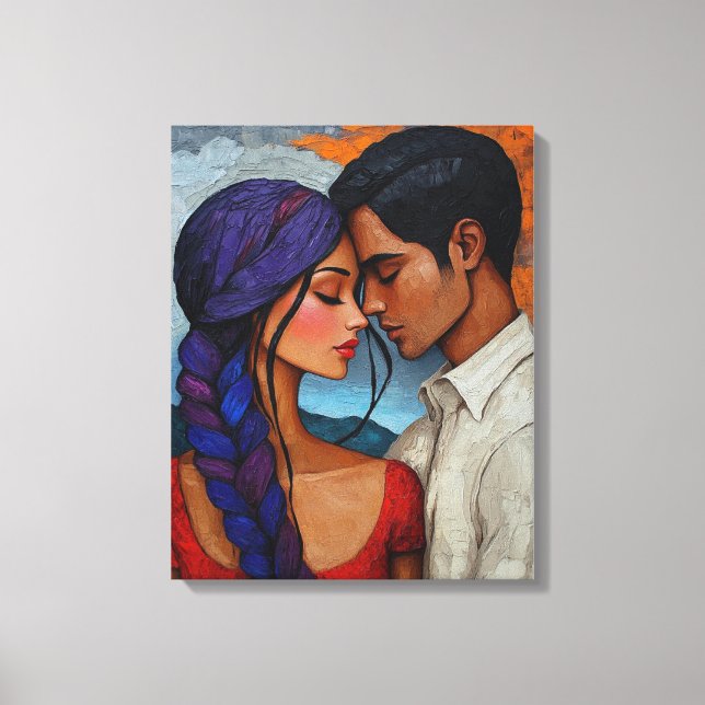 Toile Portrait de couple Abstrait - L'amour dans les for (Recto)