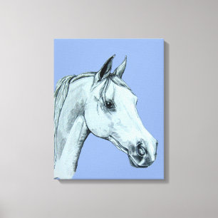 Toile Portrait de crayon arabe de cheval sur Arrière - p