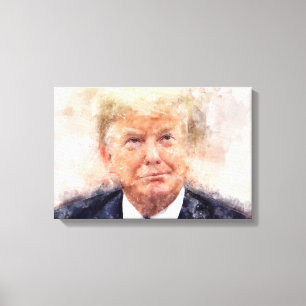 Toile portrait de Donald Trump souriant à l'aquarelle