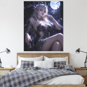 Toile Portrait de fantaisie de la Reine Elf éclairée par