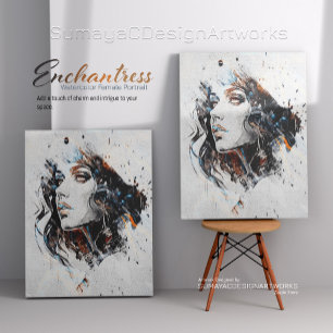 Toile Portrait de femme à l'aquarelle Enchanteresse  