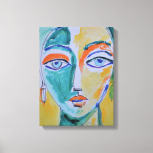 Toile Portrait de femme abstrait néo-expressionniste